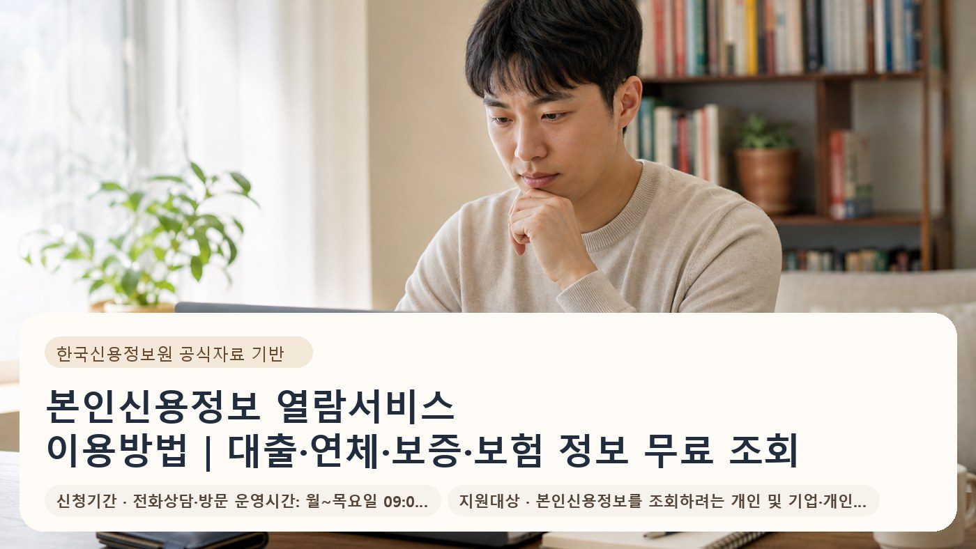 본인신용정보 열람서비스 이용방법｜대출·연체·보증·보험 정보 무료 조회