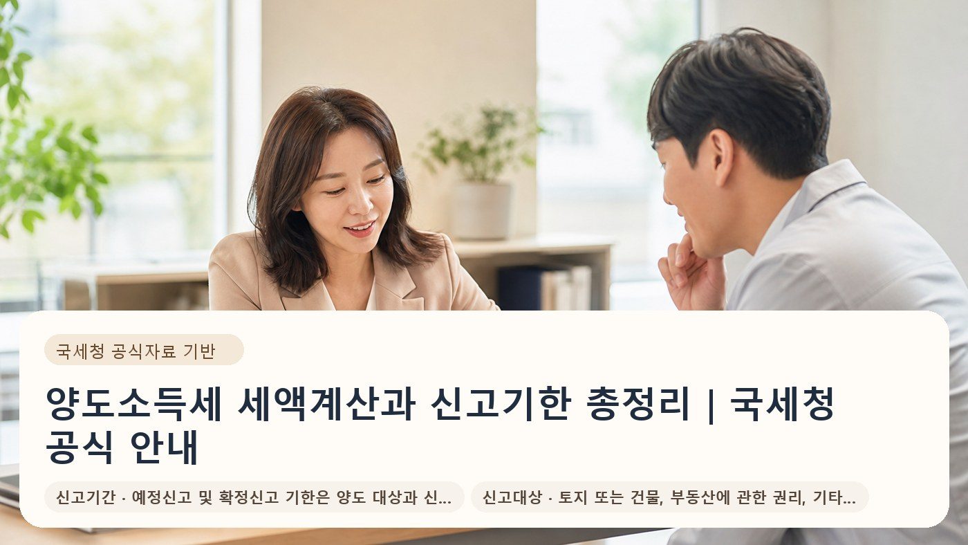 양도소득세 세액계산과 신고기한 총정리｜국세청 공식 안내