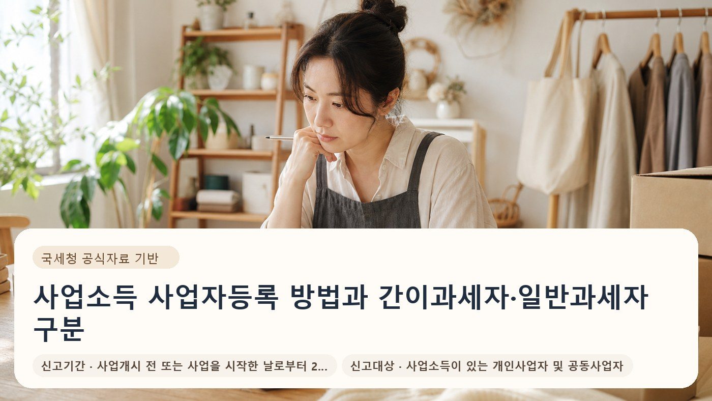 사업소득 사업자등록 방법과 간이과세자·일반과세자 구분