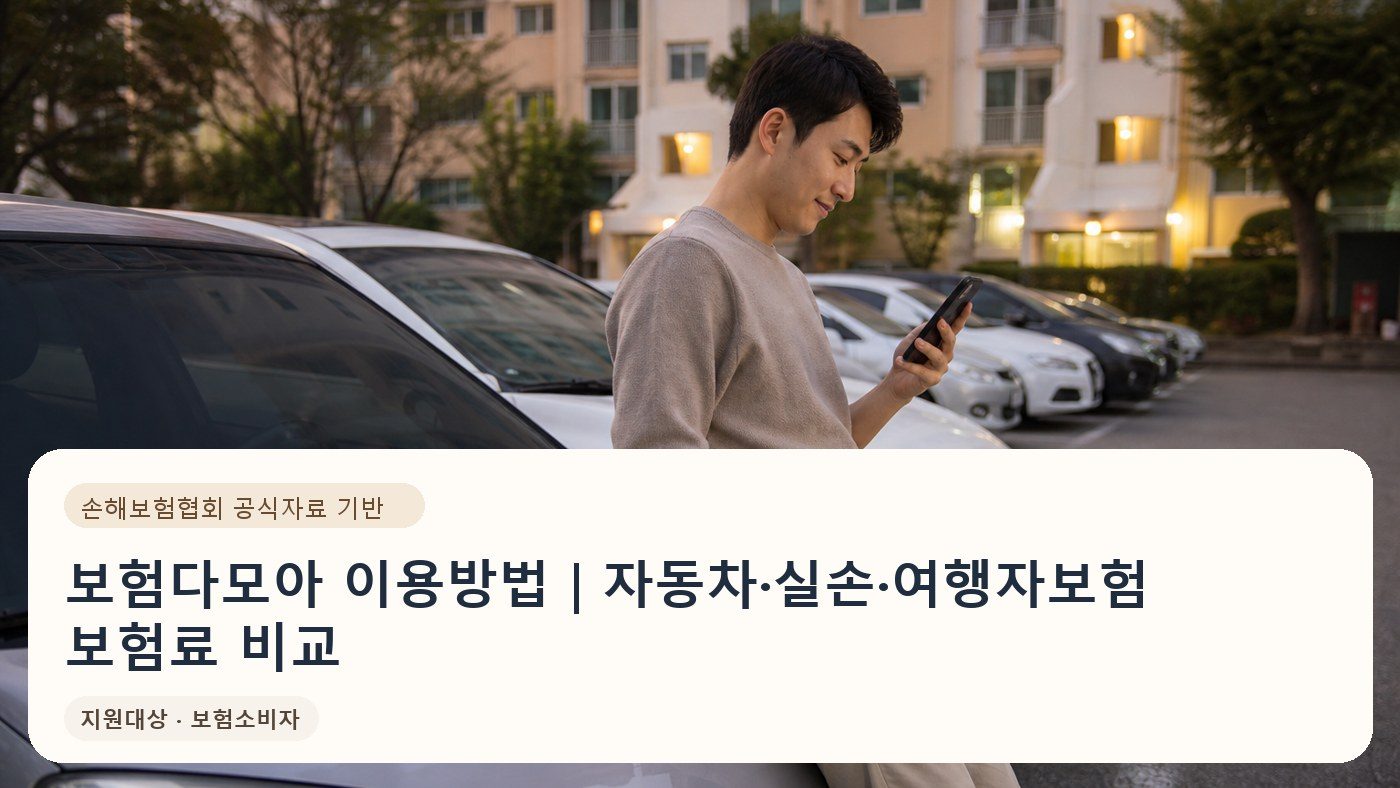 보험다모아 이용방법｜자동차·실손·여행자보험 보험료 비교