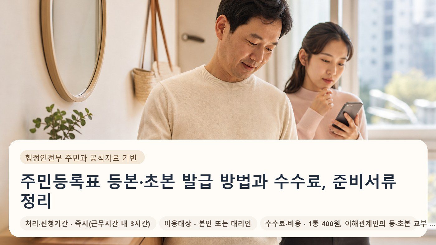 주민등록표 등본·초본 발급 방법과 수수료, 준비서류 정리